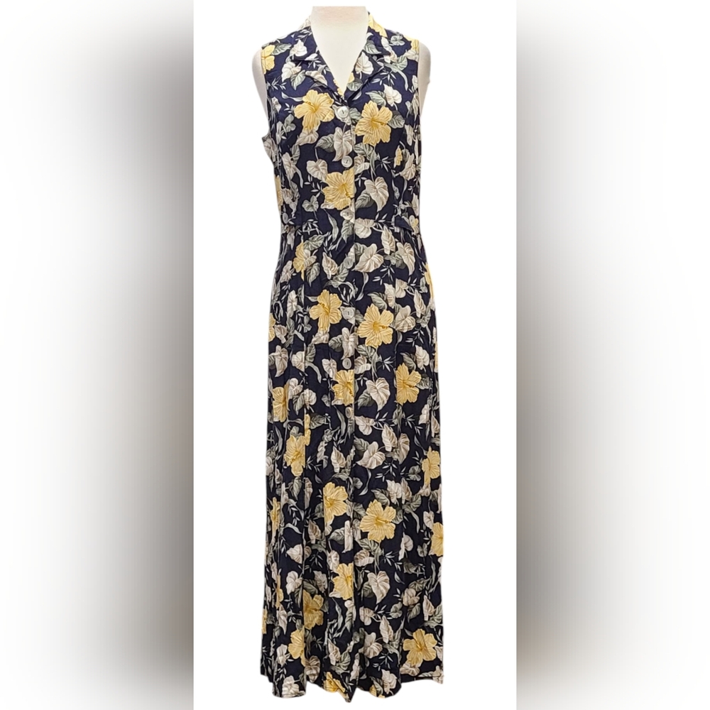 Vintage T & Company size 8 Navy Maxi Dress